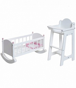 Набор кукольной мебели: стул и люлька, белые (Paremo, PFD116-12)